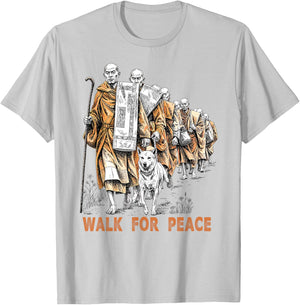 Walk for Peace Buddhist Monks Inspirational Journey T-Shirt - T-Shirt | Ash