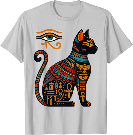 Bastet Goddess Cat Egyptian Eye of Horus Egypt Mythology T-Shirt - T-Shirt | Ash