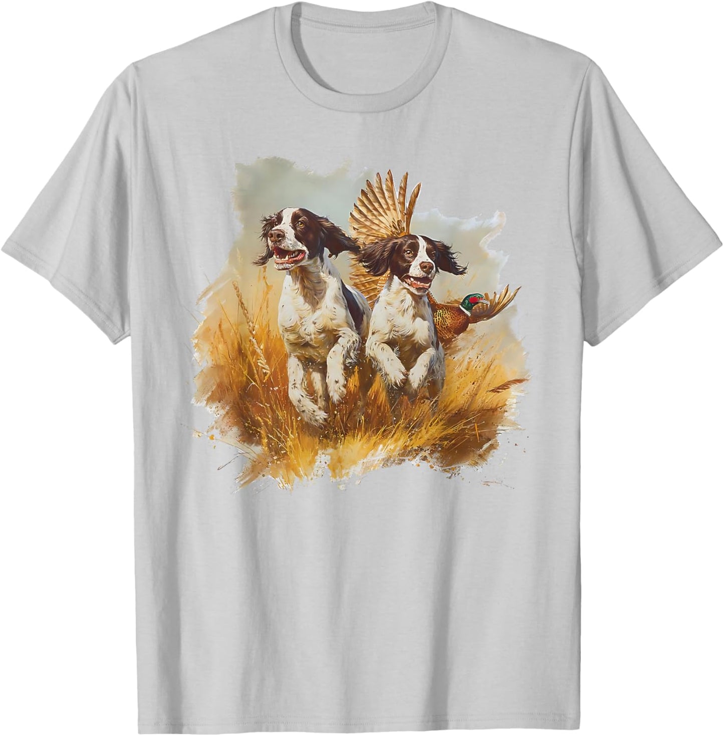 Vintage Springer Spaniel Hunting Dog Mallard Ducks Hunter T-Shirt - T-Shirt | Ash