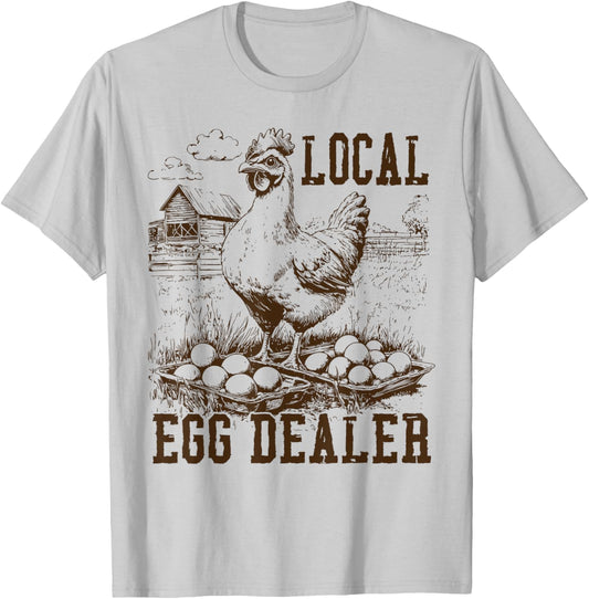 Local Egg Dealer Chicken Lady Lover Easter Retro Trendy T-Shirt - T-Shirt | Ash