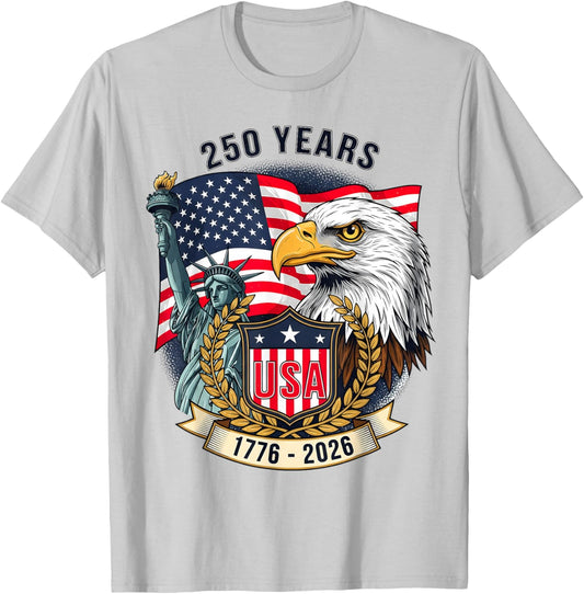 250 Years American Flag Anniversary USA 250th Birthday T-Shirt - T-Shirt | Ash