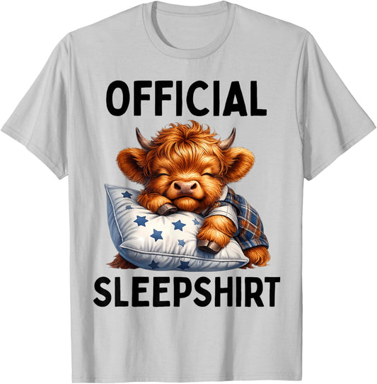 Scottish Highland Cow Official Sleepshirt Pajamas Nightgown T-Shirt - T-Shirt | Ash