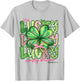 Not Lucky Simply Blessed Patrick's Day Shamrock Coquette Bow T-Shirt - T-Shirt | Ash
