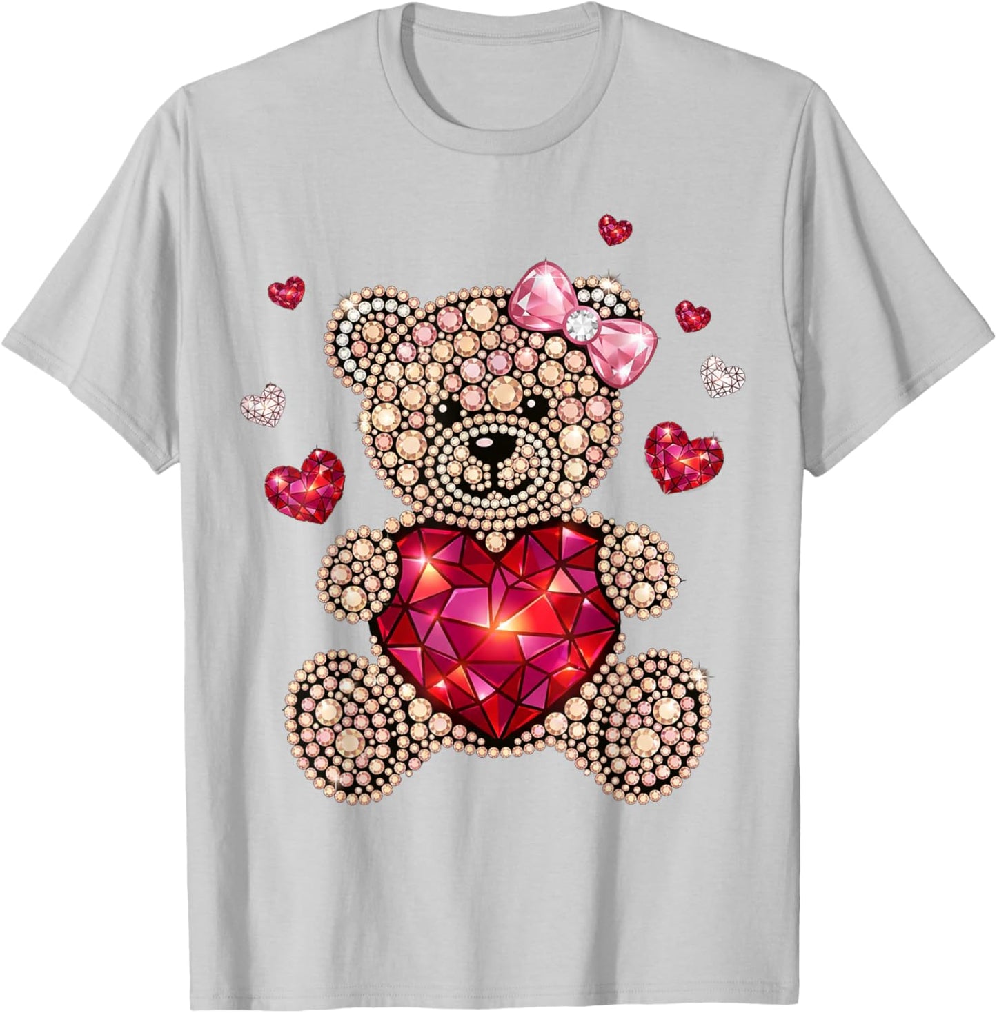 Cute Teddy Bear Women Valentines Day Shirt Girl Coffee Heart T-Shirt - T-Shirt | Ash
