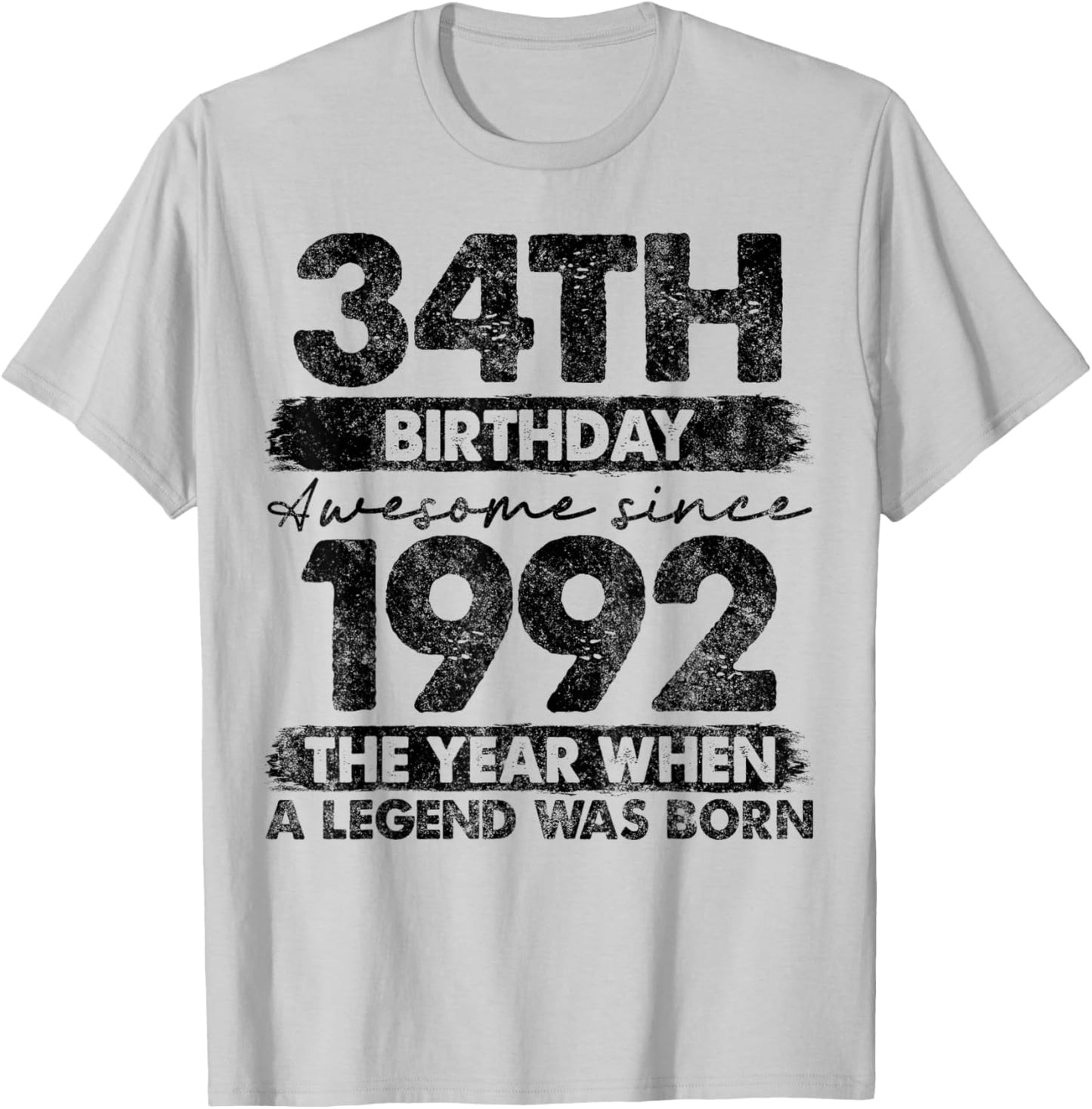 34 Year Old Gifts Vintage 1992 Limited Edition 34th Birthday T-Shirt - T-Shirt | Ash