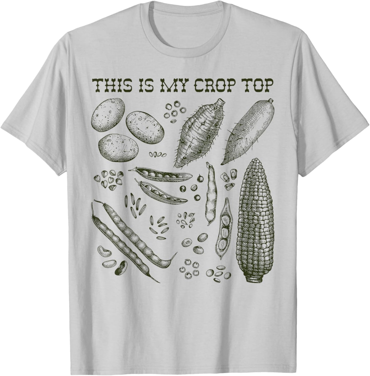This is My Crop Top Funny Gardening Pun Vegetable Art T-Shirt - T-Shirt | Ash