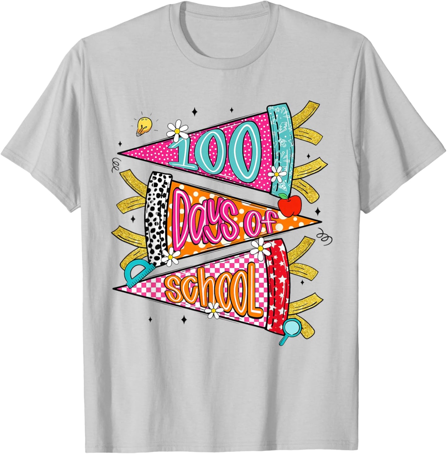 Cute 100 Days of School Girl Teacher 100th Day of School Kid T-Shirt - T-Shirt | Ash