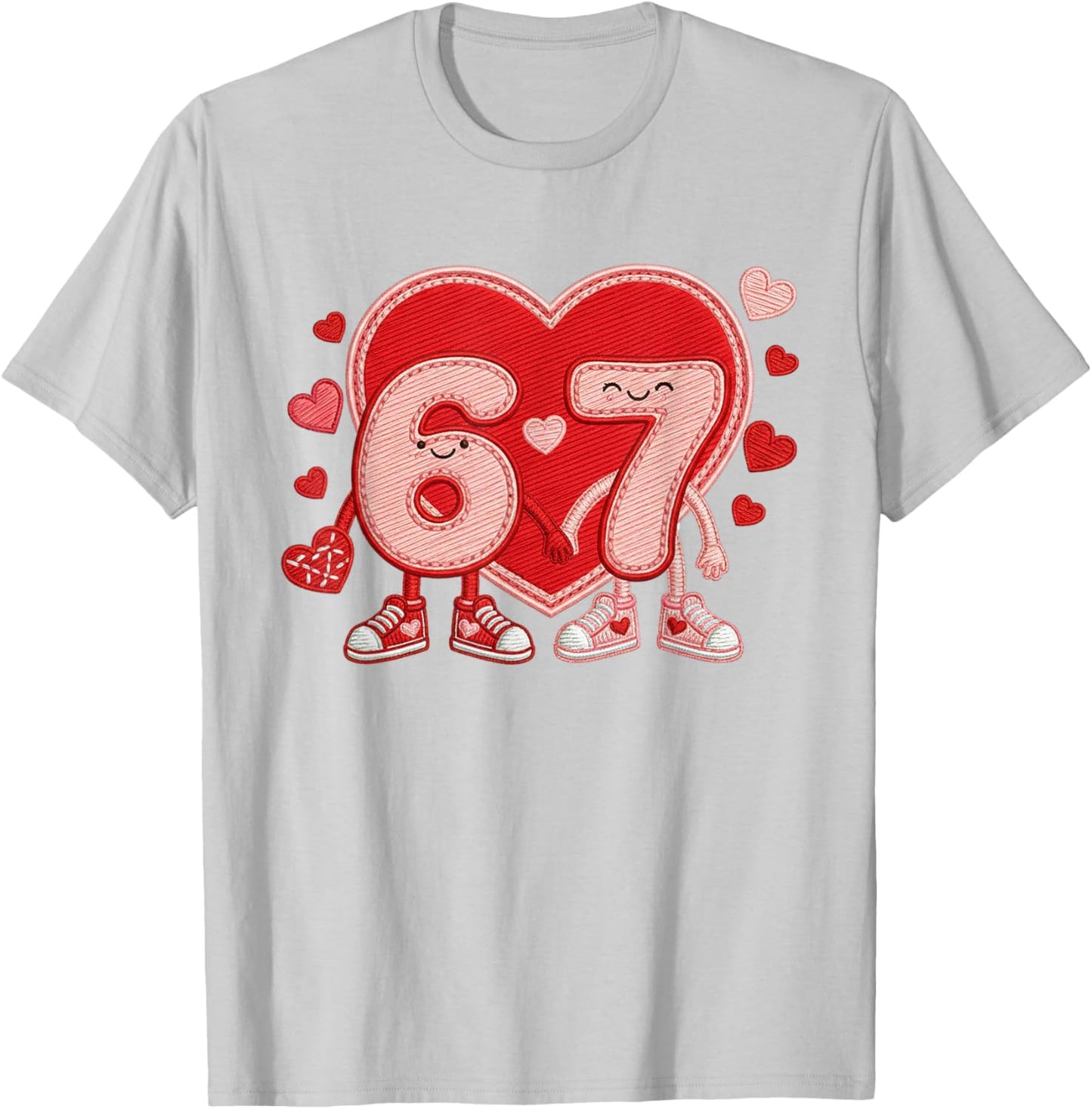 Valentine’s Day 67 Meme Six Seven 6 7 Valentine Heart Couple T-Shirt - T-Shirt | Ash