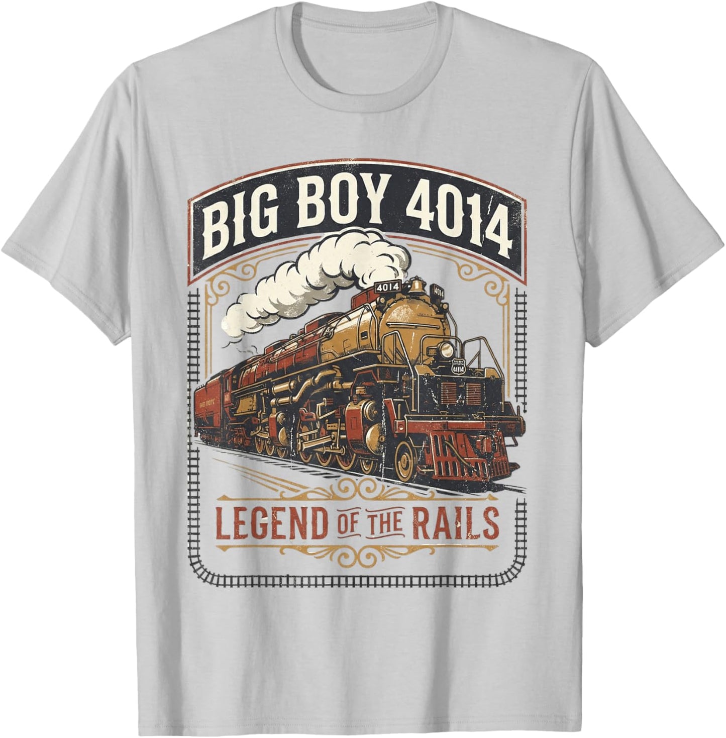 Big Boy 4014 Steam Engine Locomotive Train Vintage Railroad T-Shirt - T-Shirt | Ash