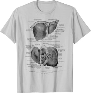 Human Liver Vintage Anatomy Anatomical Liver T-Shirt - T-Shirt | Ash