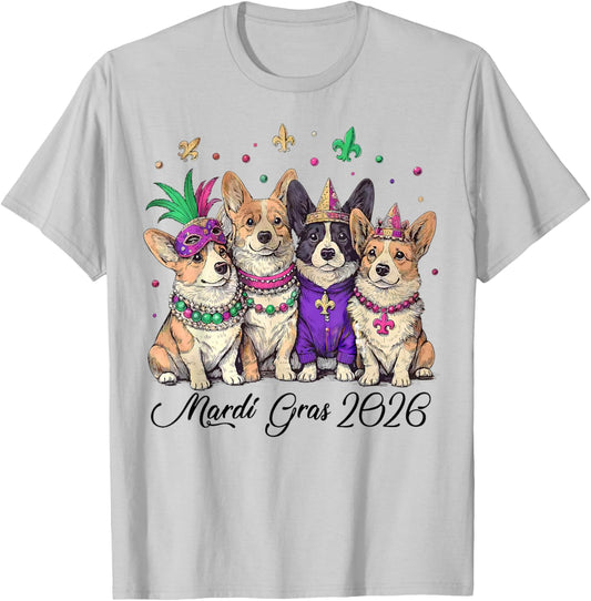 Mardi Gras Dogs Parade Carnival Mask New Orleans Beads T-Shirt - T-Shirt | Ash