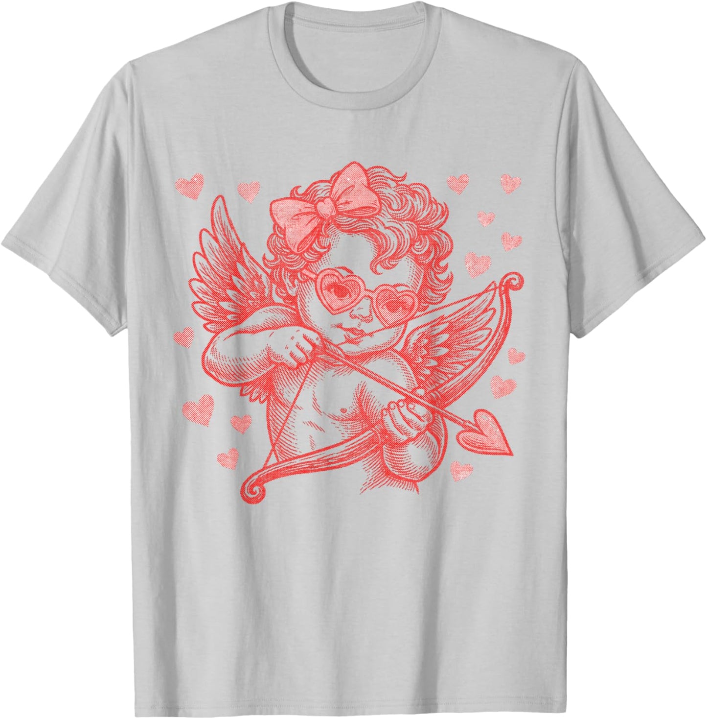Cute Vintage Cupid Blowing Bubble Retro Cupid Valentine Day T-Shirt - T-Shirt | Ash