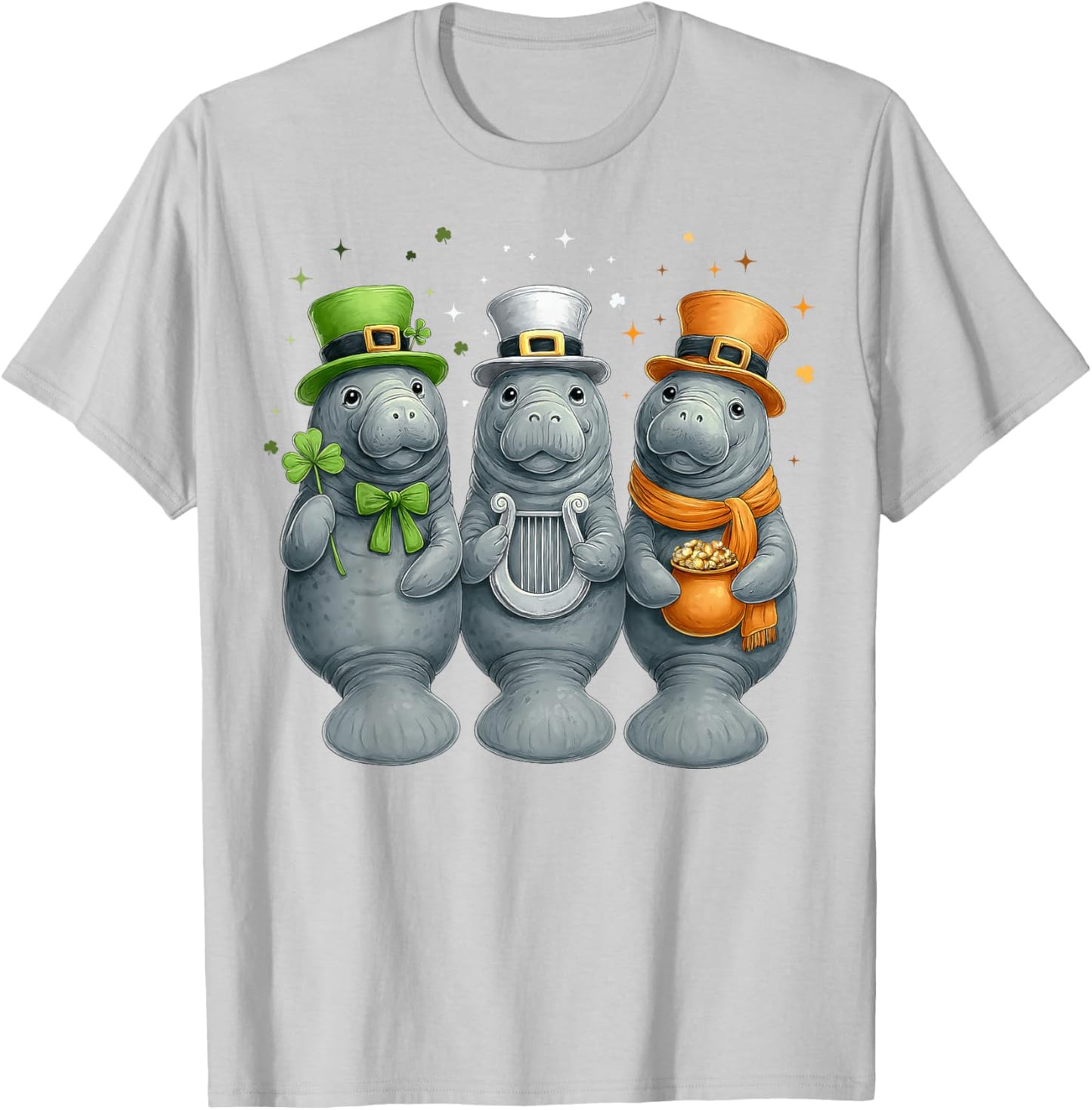 Manatee Floaty Potato Sea Cow St. Patricks Day Leprechaun T-Shirt - T-Shirt | Ash