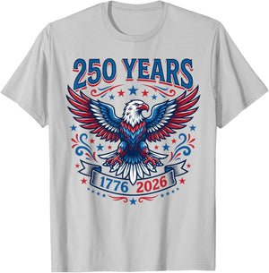 250th 1776-2026 Anniversary USA Patriotic Eagle 4th of July T-Shirt - T-Shirt | Ash