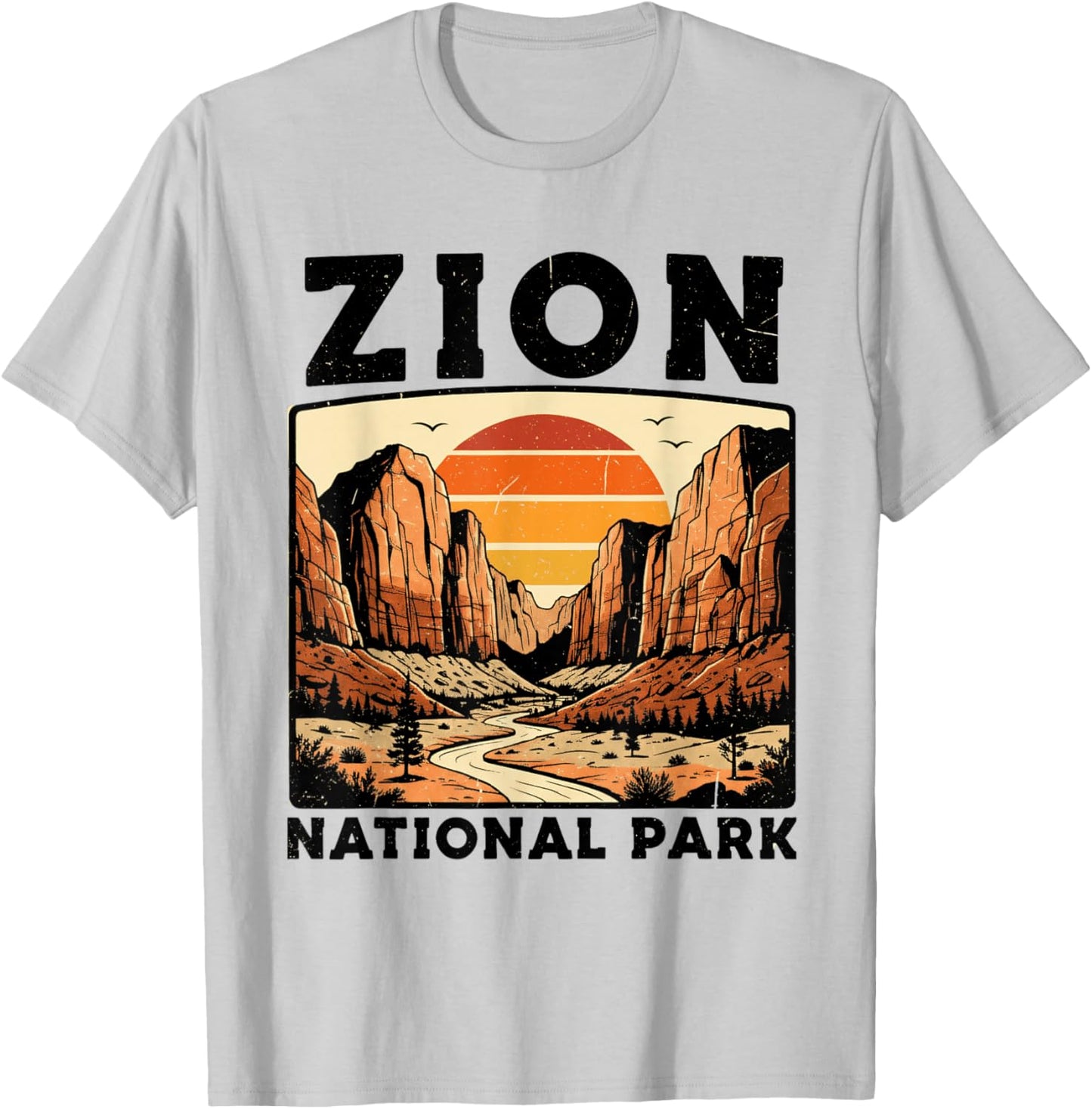 Zion National Park Vintage Hiking Souvenir Adventure Outdoor T-Shirt - T-Shirt | Ash