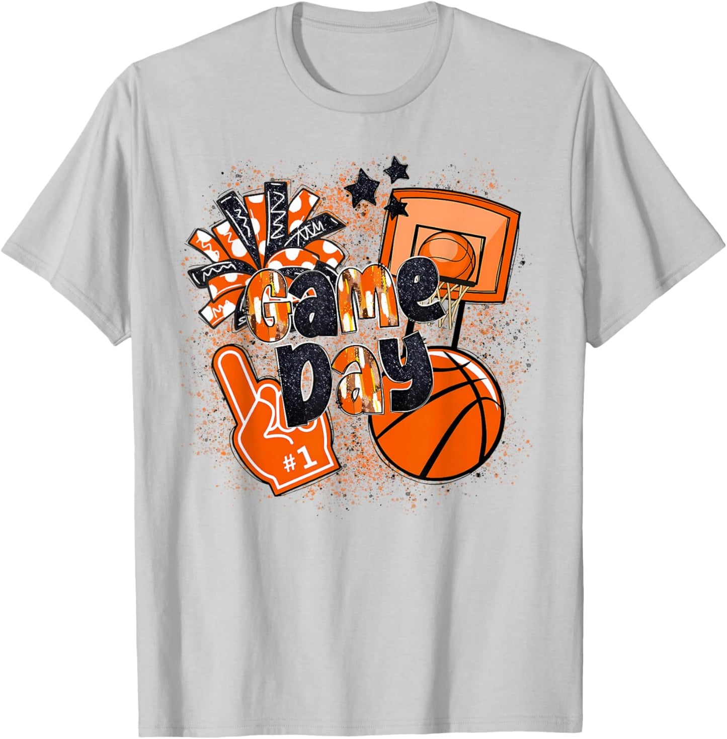 Game Day Basketball Boy Girl Men Women Basketball Mom Cheer T-Shirt - T-Shirt | Ash