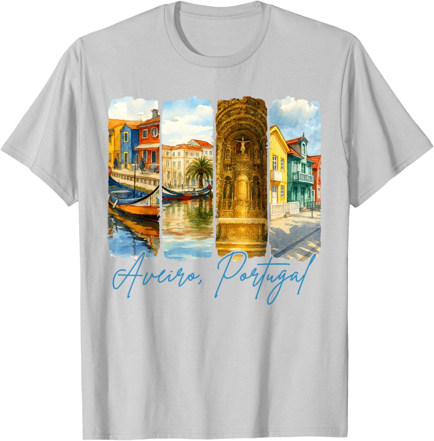 Aveiro Portugal Traveling Brushstroke Souvenir Vacation T-Shirt - T-Shirt | Ash