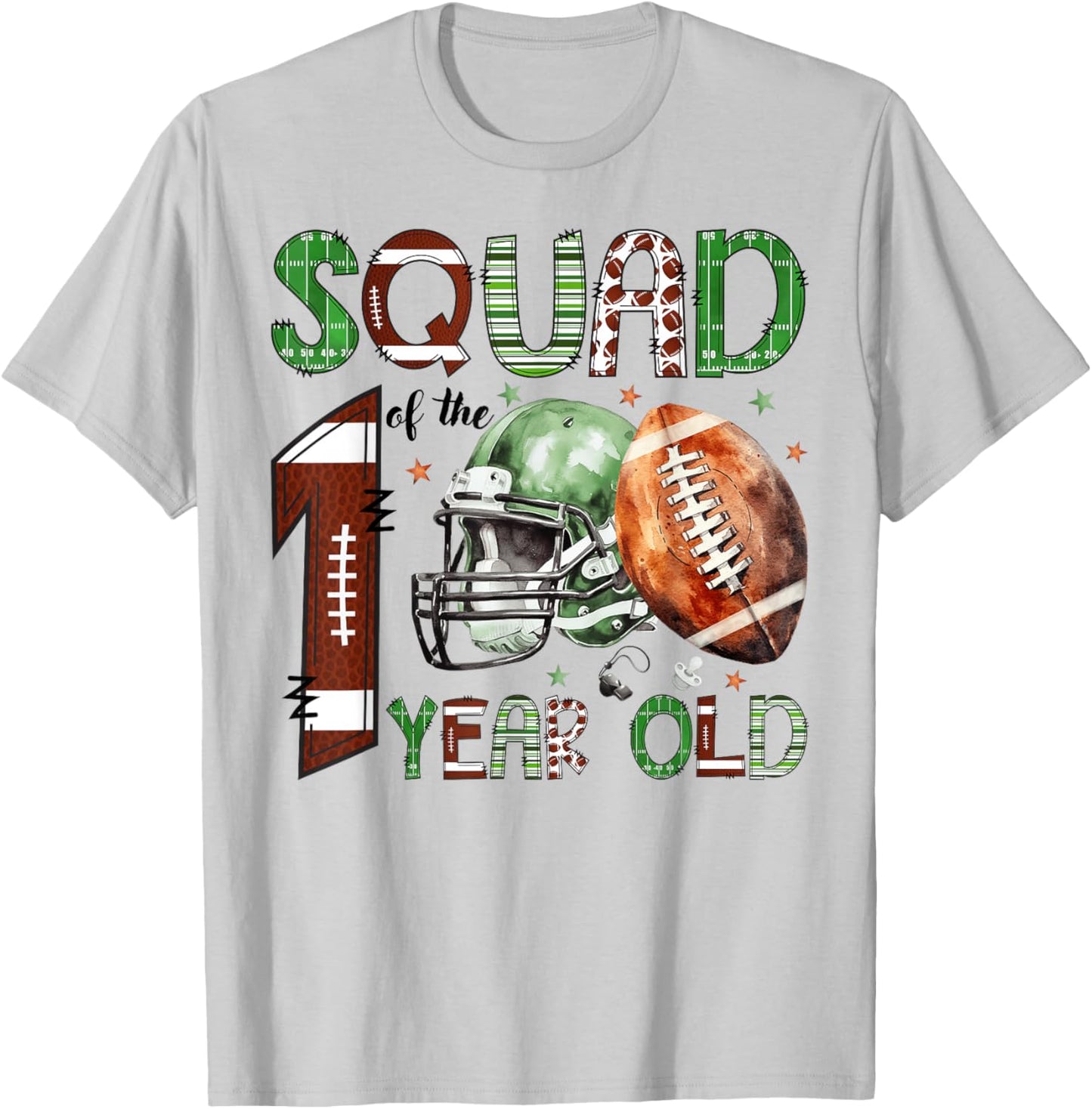 Squad of The 1 Year Old Football 1st Birthday Boy Party T-Shirt - T-Shirt | Ash