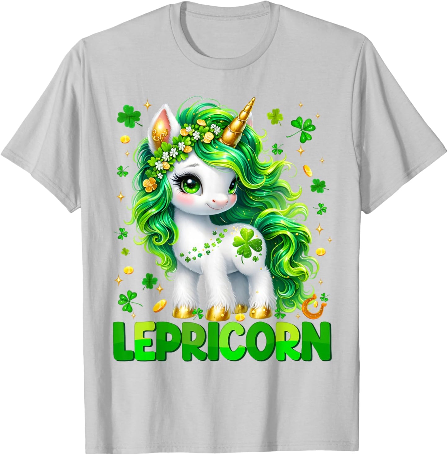 Lepricorn Cute Unicorn Shamrock St Patricks Girl Kid Toddler T-Shirt - T-Shirt | Ash