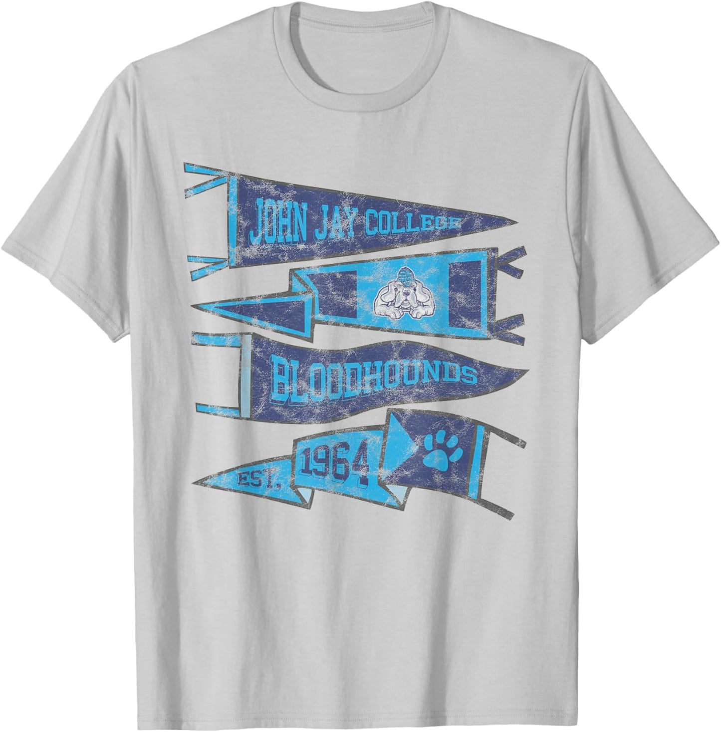 John Jay College of Criminal Justice Bloodhounds Pennants T-Shirt - T-Shirt | Ash