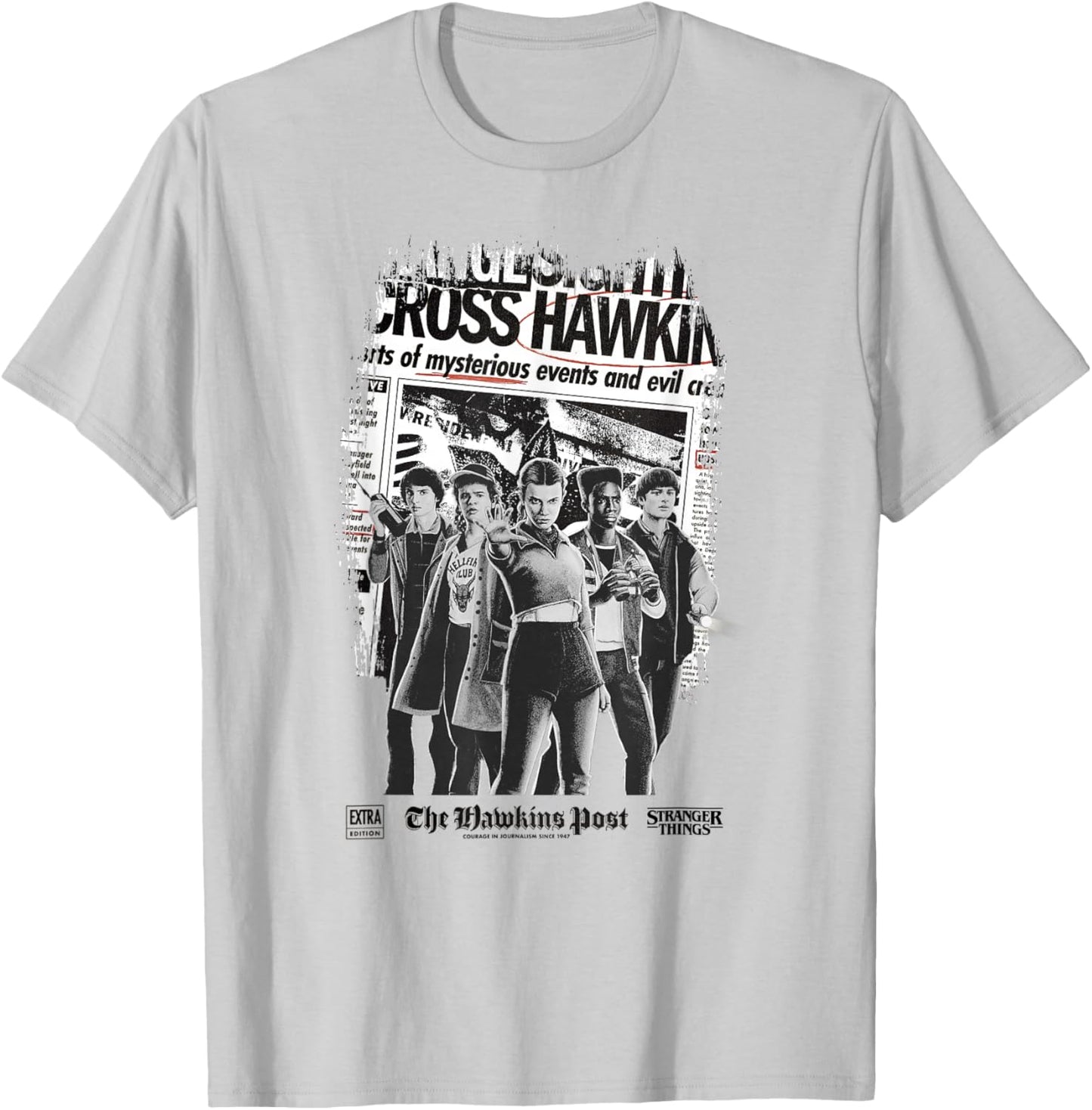Stranger Things Eleven Mike Dustin Lucas Hawkins Post T-Shirt - T-Shirt | Ash