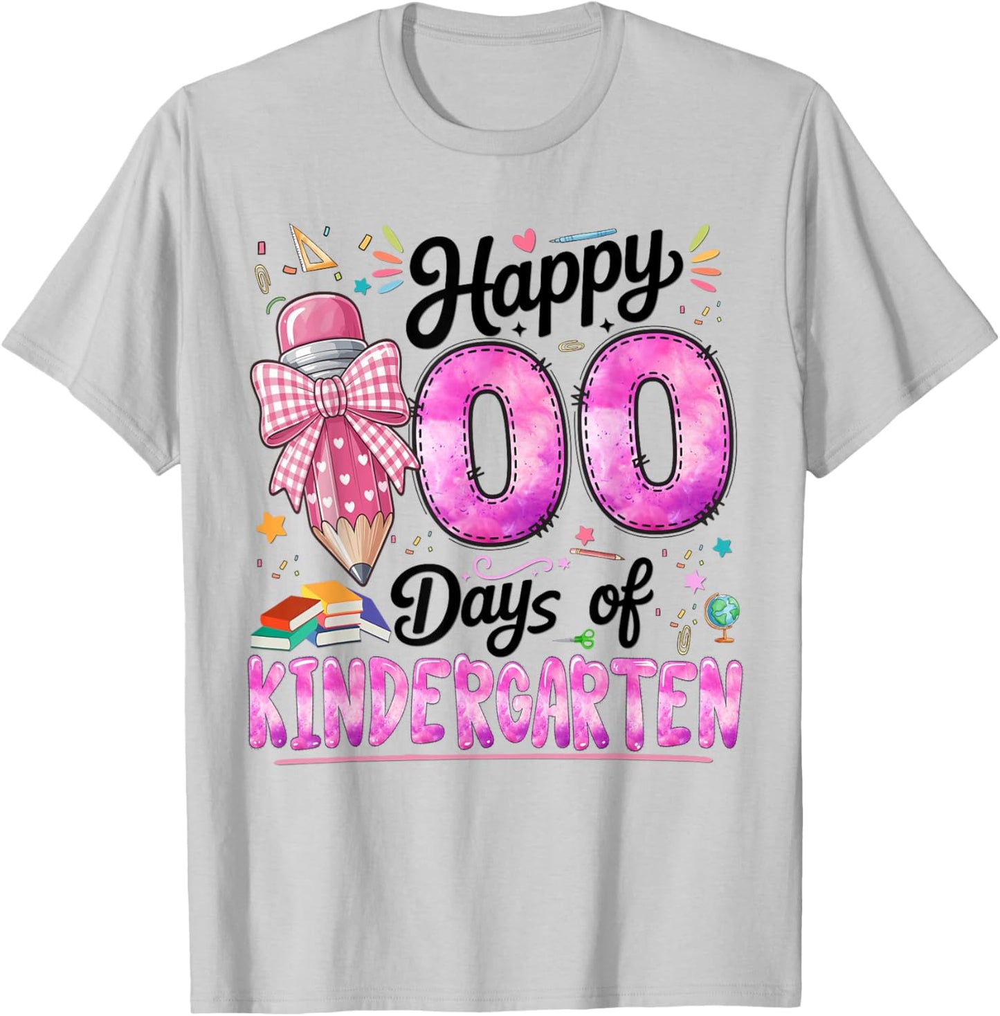 Happy 100 Days of School Teacher Kindergarten Girls Kids T-Shirt - T-Shirt | Ash