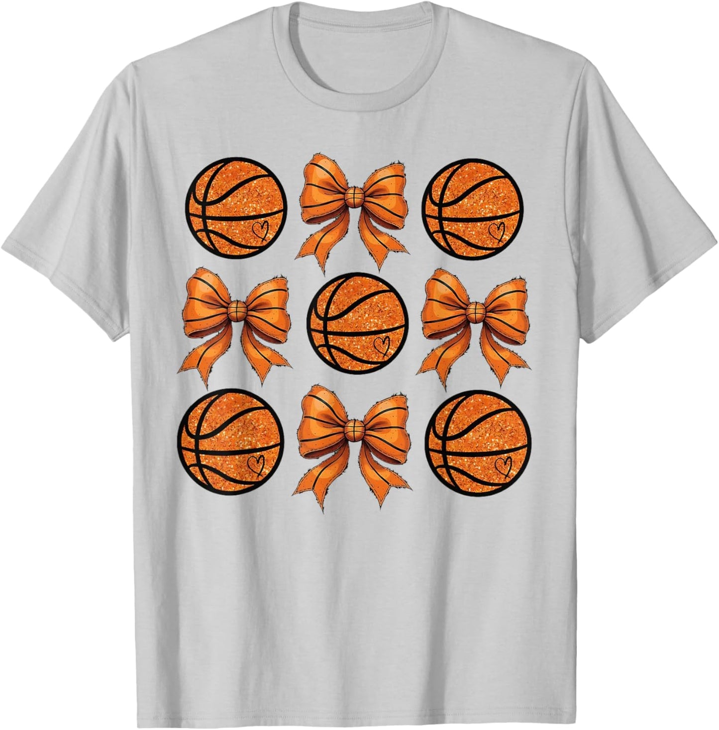 Basketball Bow Game Day Basketball Coquette Bow Women Girls T-Shirt - T-Shirt | Ash