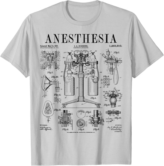 Nurse Doctor Anesthesia Medical Anesthetist Vintage Patent T-Shirt - T-Shirt | Ash