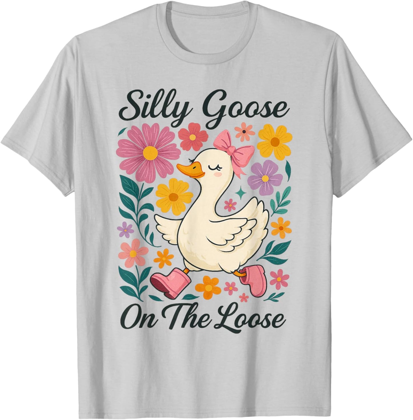 Funny Silly Goose On The Loose Silly Goose Girl Kids T-Shirt - T-Shirt | Ash