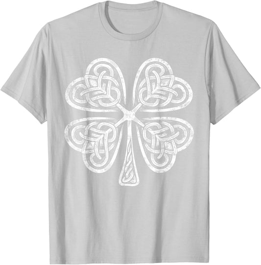 Vintage Irish Knotwork Design Shamrock St Patricks Day T-Shirt - T-Shirt | Ash