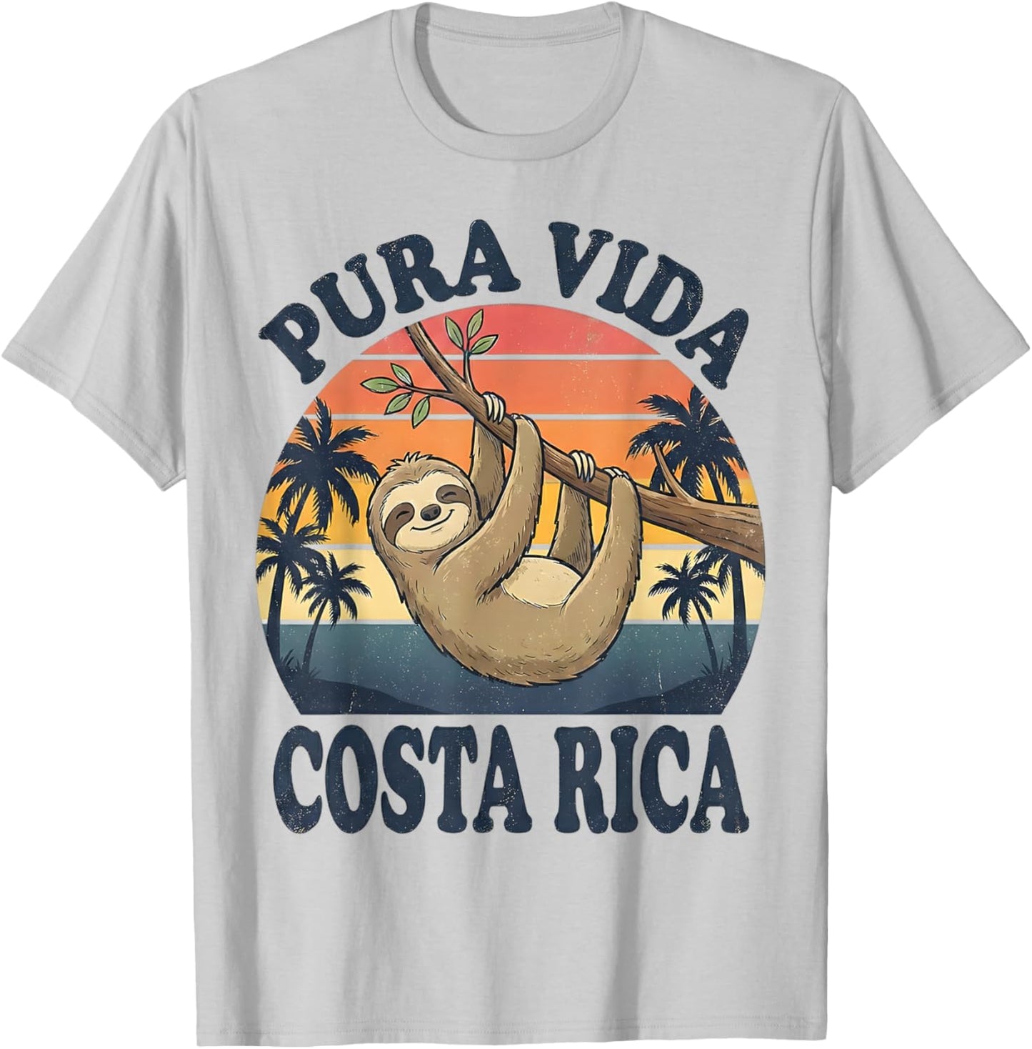 Vacation Tropical Pura Vida Sloth Costa Rica T-Shirt - T-Shirt | Ash