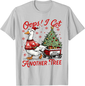 Retro Oops I Got Another Tree Funny Christmas Goose T-Shirt - T-Shirt | Ash
