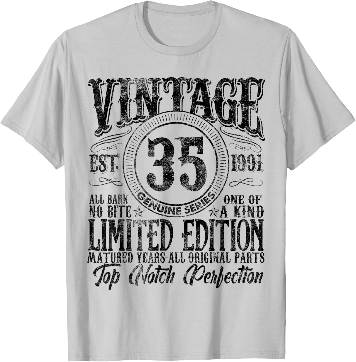 35 Year Old Gifts Vintage 1991 Limited Edition 35th Birthday T-Shirt - T-Shirt | Ash