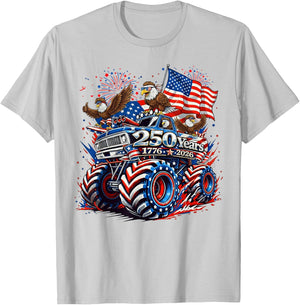 American Flag Bald Eagles Patriotic 250 Years 1776 2026 USA T-Shirt - T-Shirt | Ash
