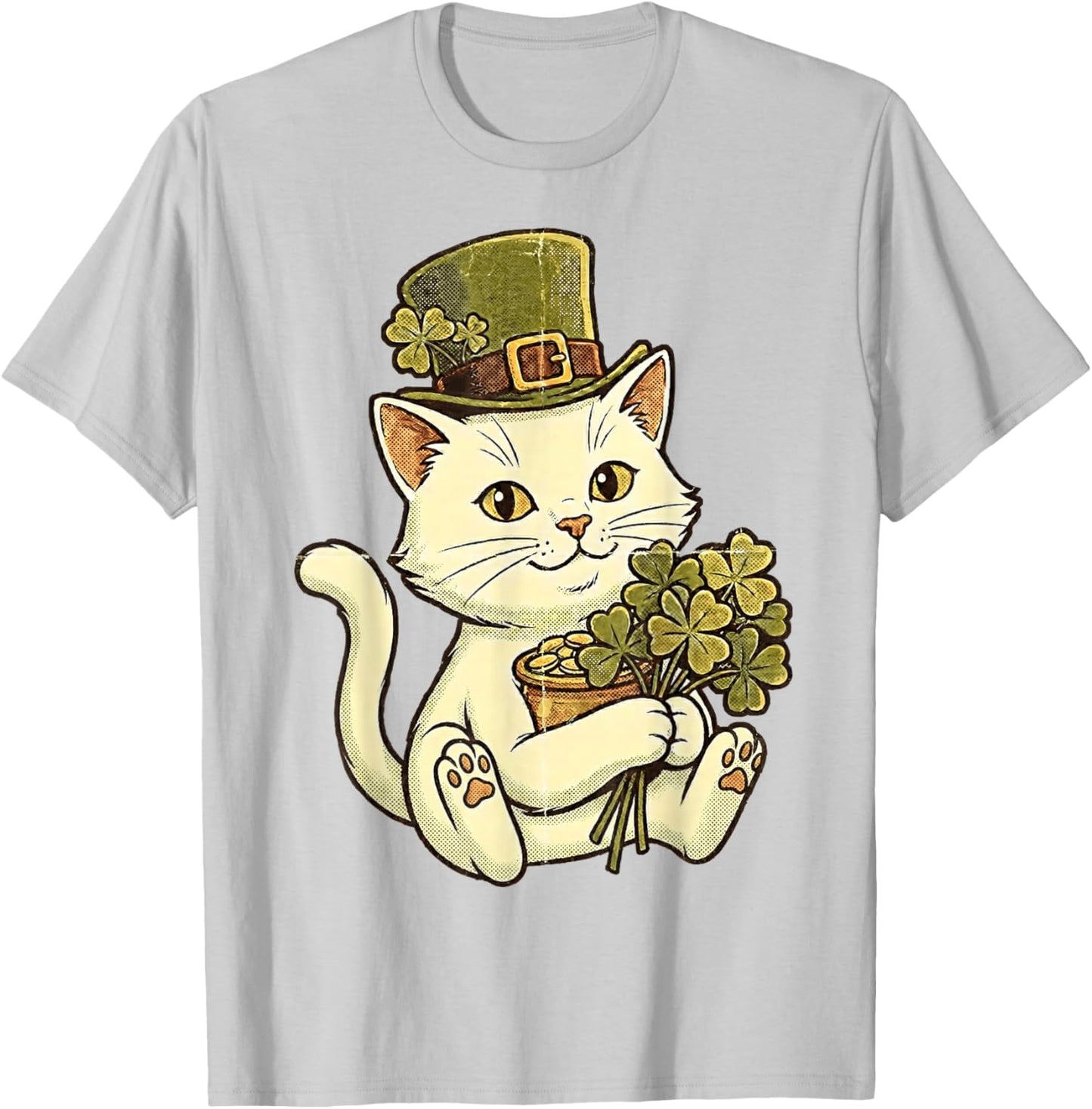 Cat St Patricks Day Leprechaun Kitten St Paddys Pattys Day T-Shirt - T-Shirt | Ash