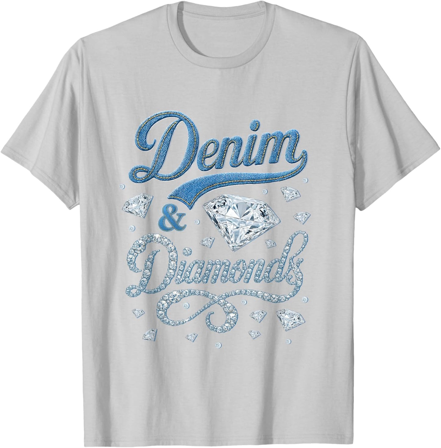 Denim and Diamonds Western Cowgirl Glam Style Men T-Shirt - T-Shirt | Ash