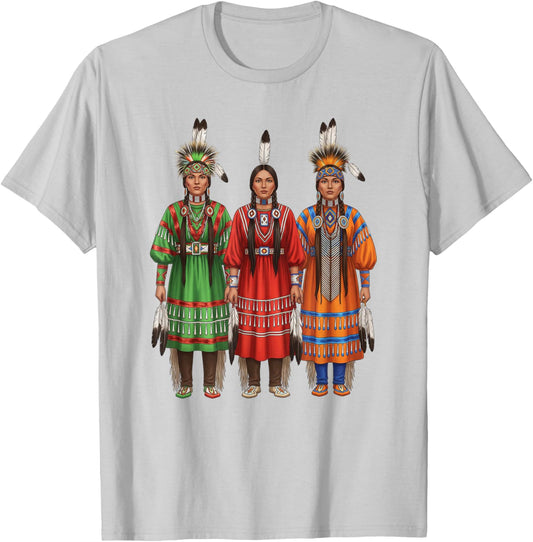 Native American Feather Indian Chief Headdress Pride Artwork T-Shirt - T-Shirt | Ash