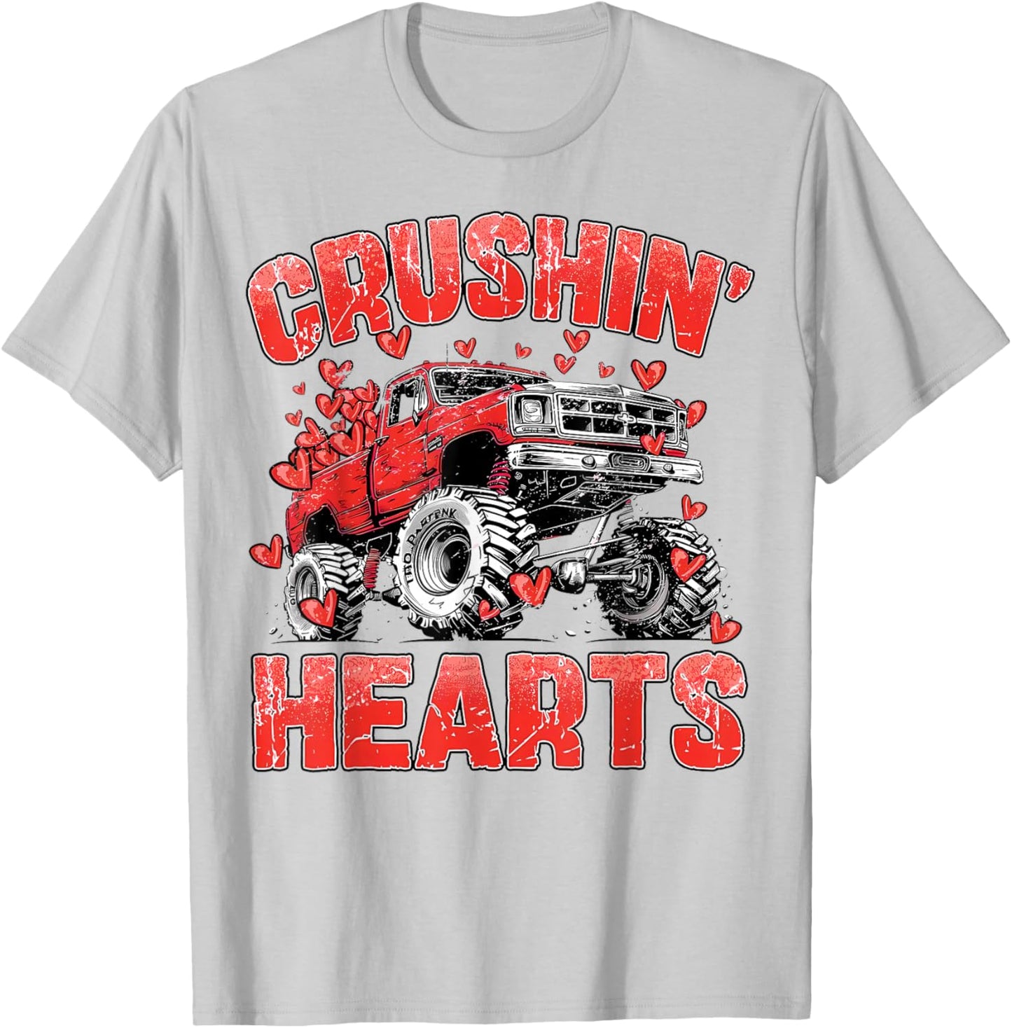 Crushin Hearts Valentine Truck XOXO Boy Kids Toddler T-Shirt - T-Shirt | Ash