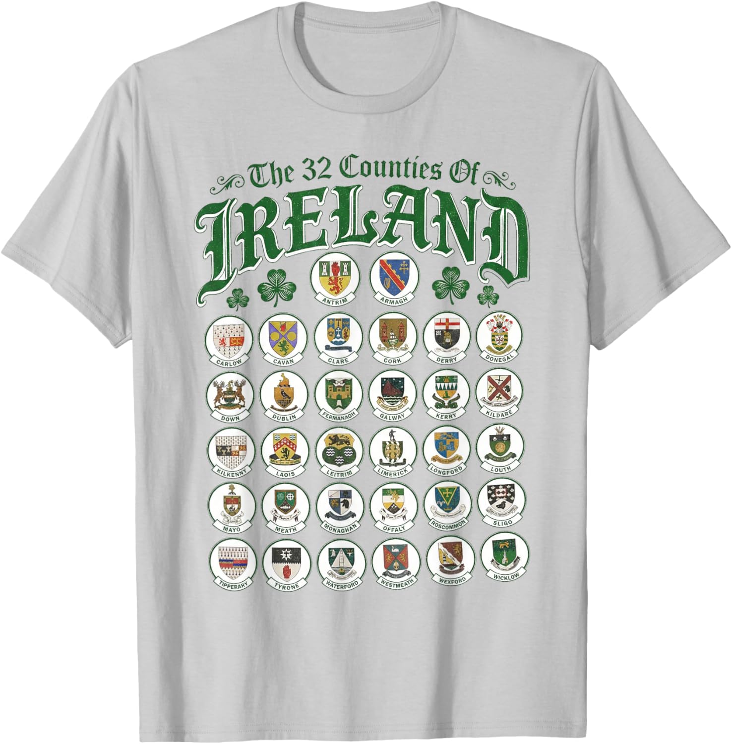 Vintage Ireland Counties Celtic Heritage Gift St Patrick Day T-Shirt - T-Shirt | Ash