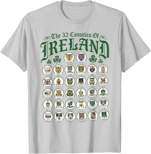 Vintage Ireland Counties Celtic Heritage Gift St Patrick Day T-Shirt - T-Shirt | Ash