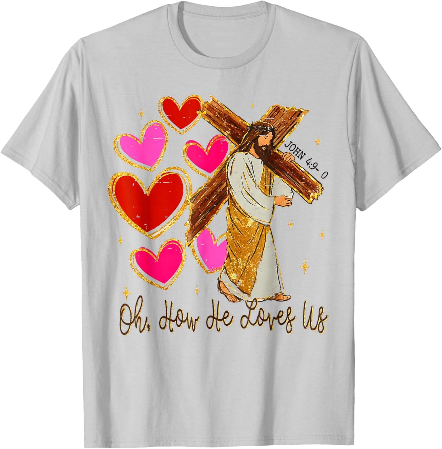 oh, How he Love us - Jesus Valentine T-Shirt - T-Shirt | Ash