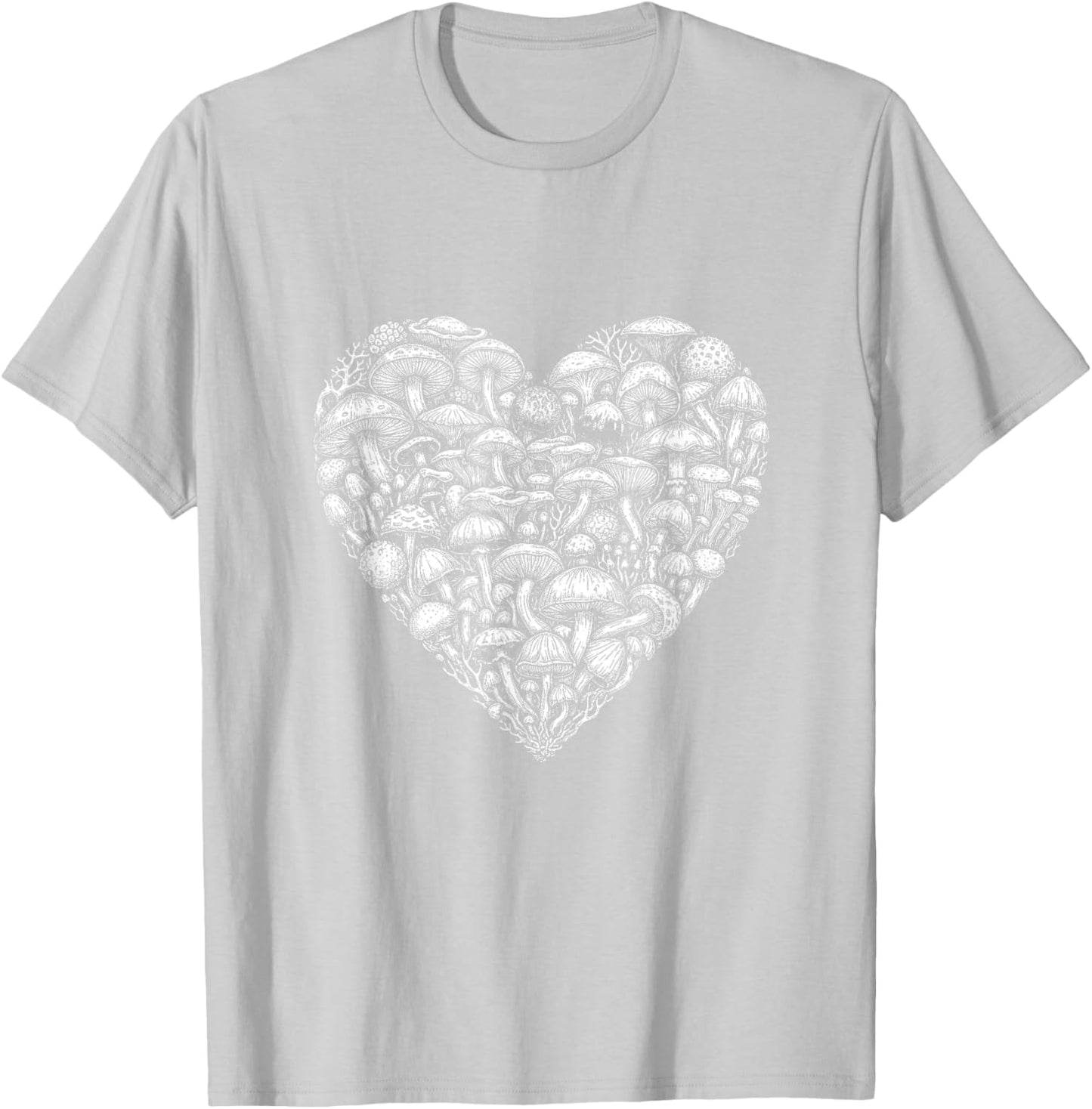 Mushroom Heart Shaped Cute Valentines Days T-Shirt - T-Shirt | Ash