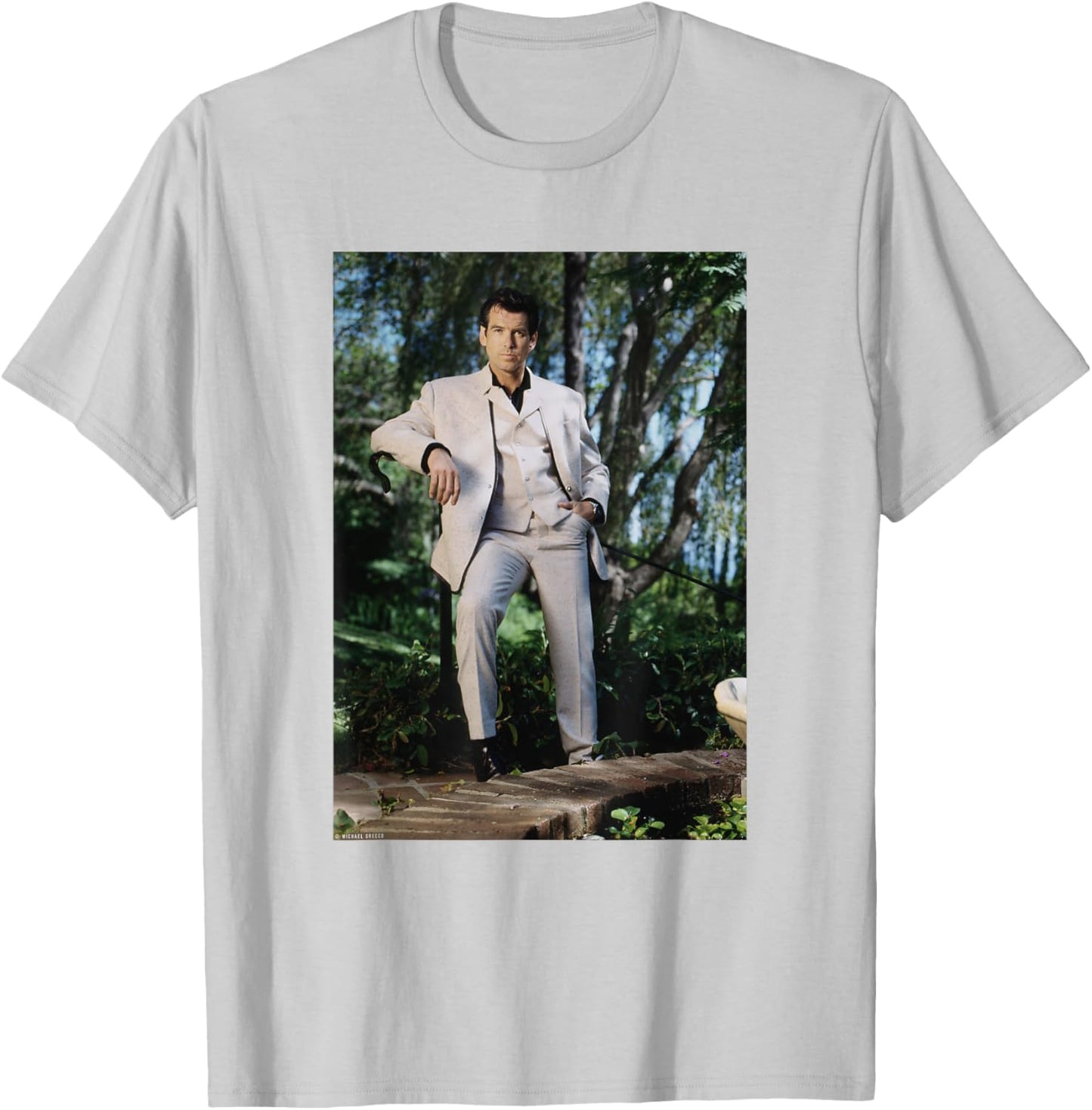 Pierce Brosnan James Bond Actor GoldenEye by Michael Grecco T-Shirt - T-Shirt | Ash