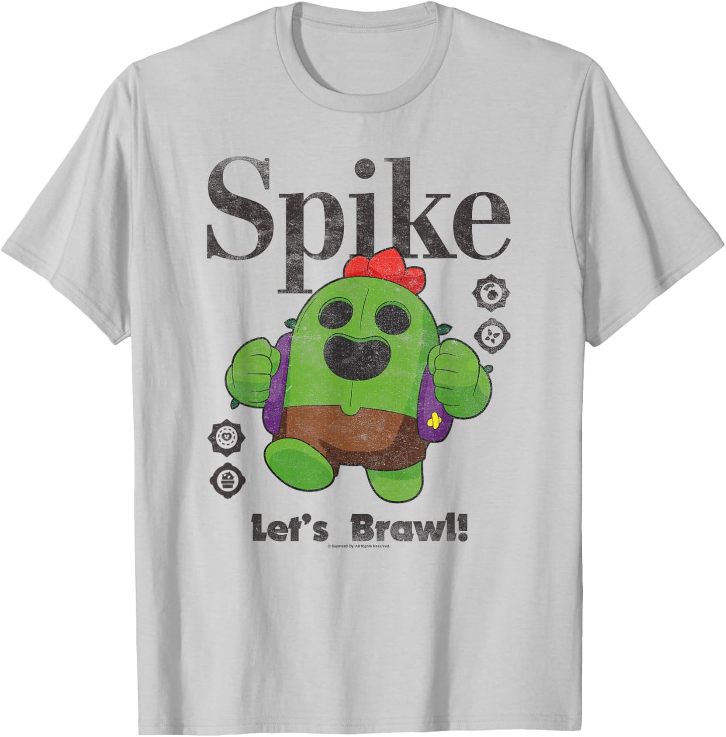 Brawl Stars Spike The Legendary Brawler Distressed Poster T-Shirt - T-Shirt | Ash