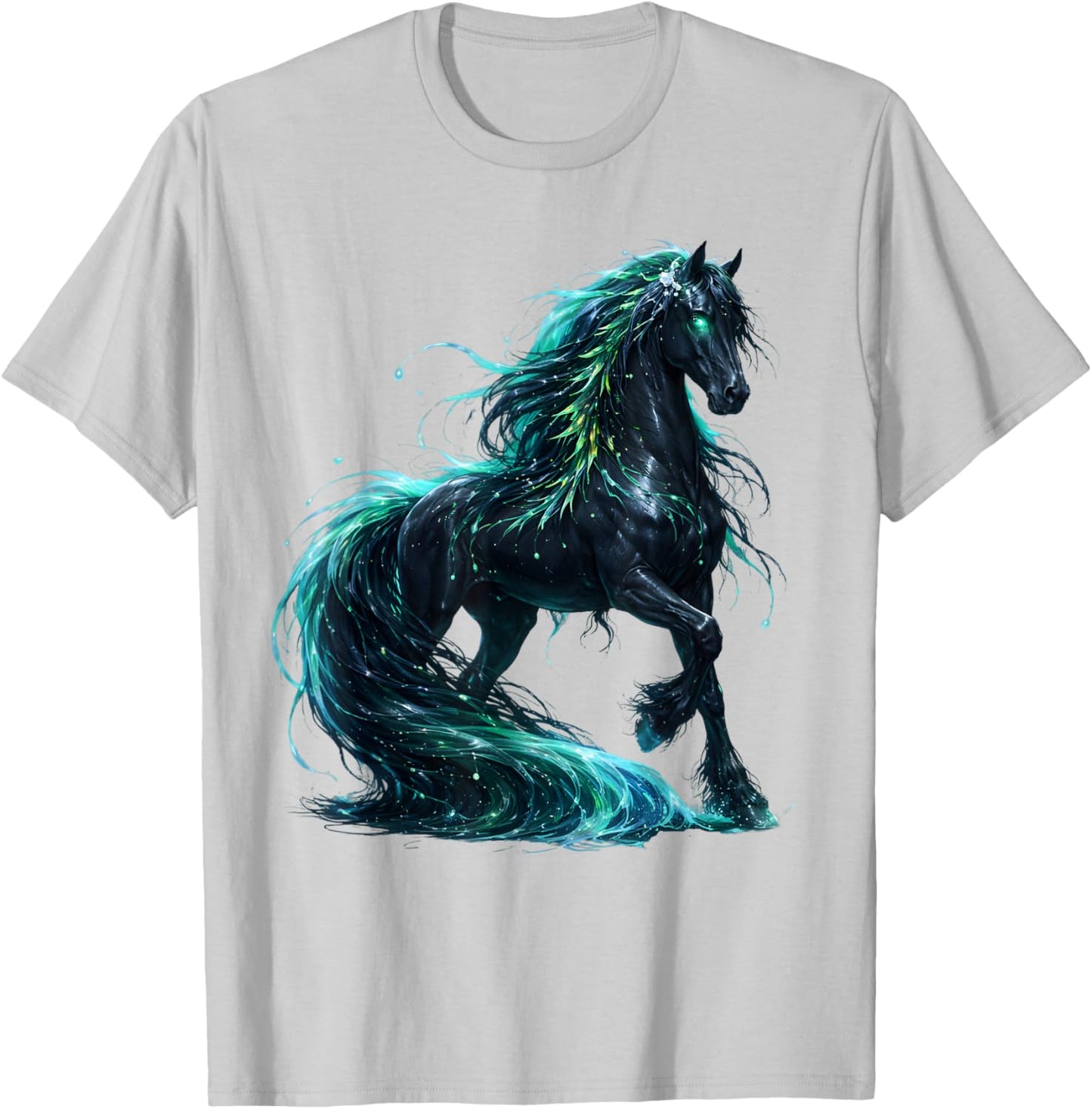 Kelpie Horse Folklore Illustration T-Shirt - T-Shirt | Ash