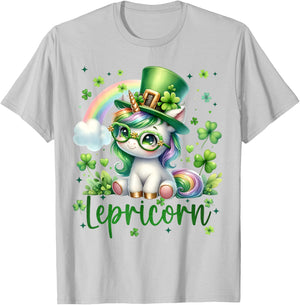 Lepricorn Cute Unicorn Shamrock St Patricks Girl Kid Toddler T-Shirt - T-Shirt | Ash