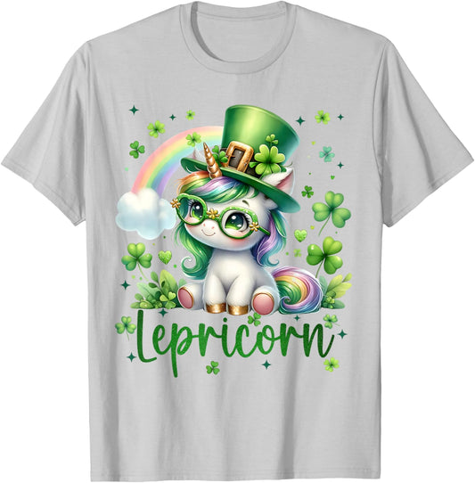 Lepricorn Cute Unicorn Shamrock St Patricks Girl Kid Toddler T-Shirt - T-Shirt | Ash