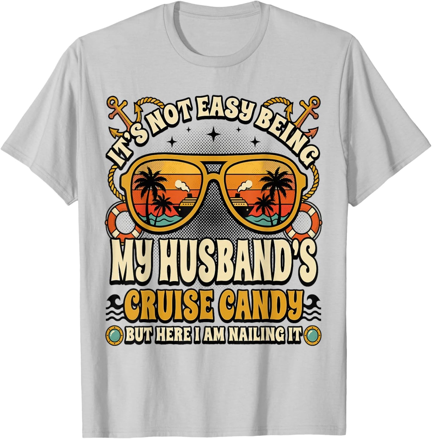 Matching Cruise Couples Funny Candy Husband and Wife T-Shirt - T-Shirt | Ash
