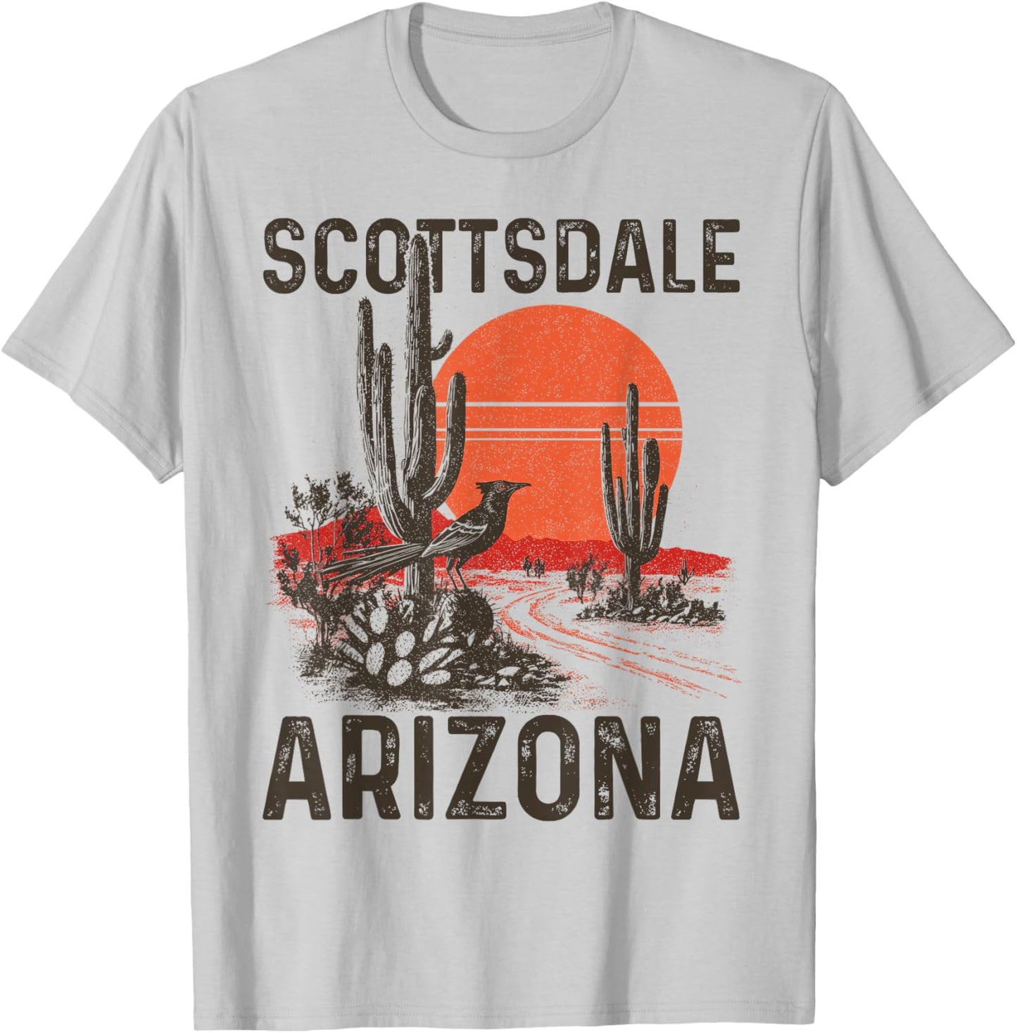 Scottsdale Arizona Roadrunner Desert Cactus Vintage T-Shirt - T-Shirt | Ash