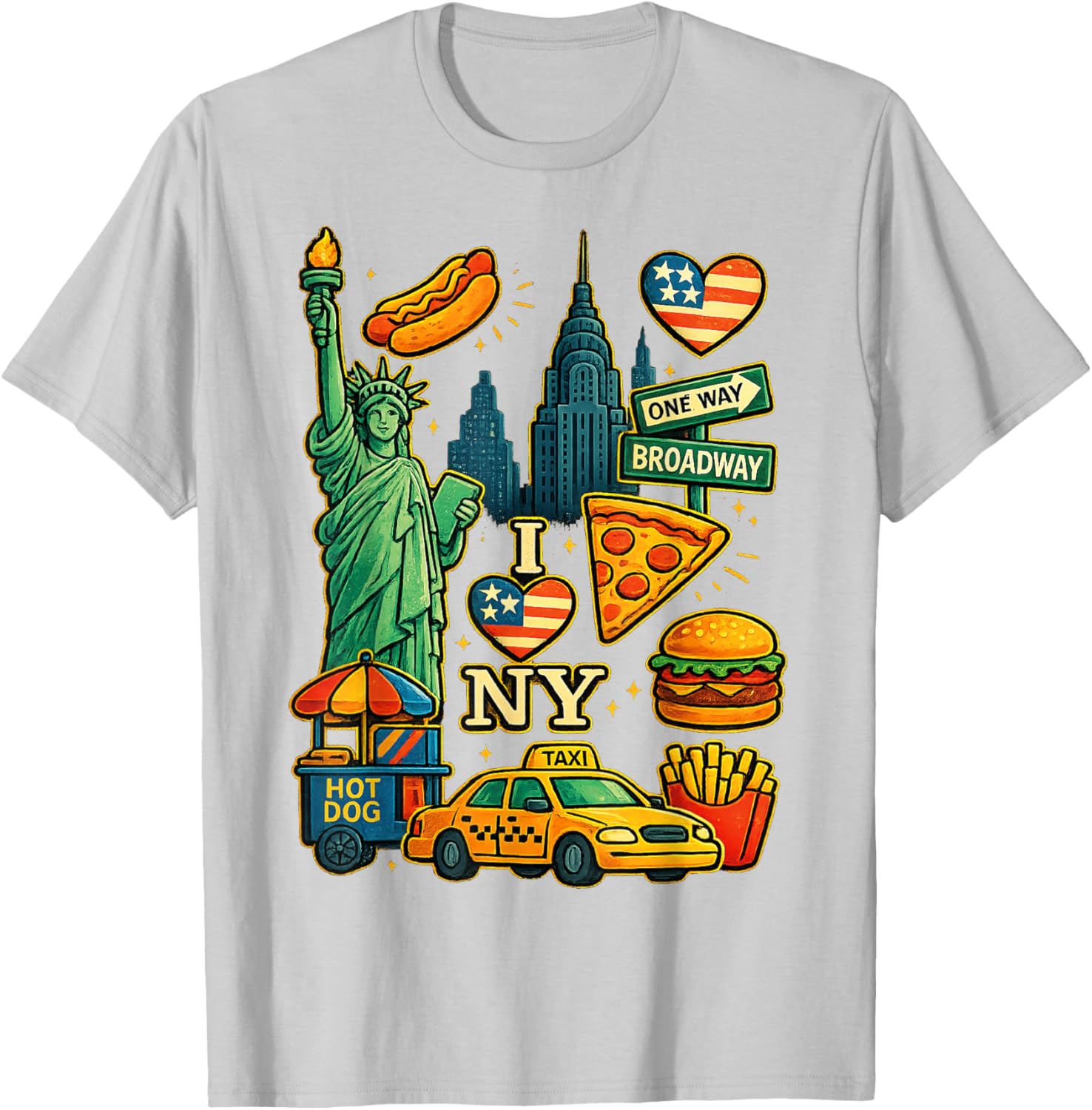 New York City Souvenir NY Icons Toddlers Kids Boys Girls T-Shirt - T-Shirt | Ash
